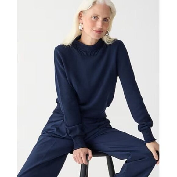 J. Crew Rollneck Ribbed Yarn Fitted Silhouette Sweater Navy Blue Women's Sz. XXS - Picture 2 of 14